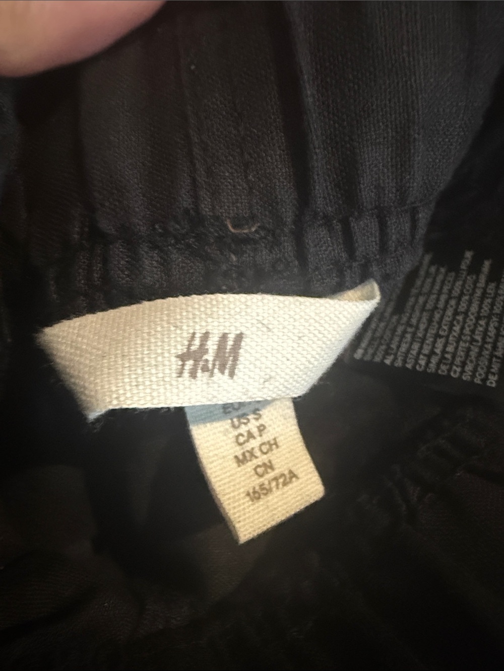 H&M Wide-Leg Elastic Waist Pants, Black, front linen lined pockets, cotton, Sm - Picture 8 of 9